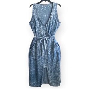 KUT from the Kloth Wrap Maxi Dress Acid Wash Plaid Women 4 Blue KD85601